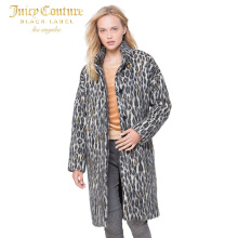Juicy Couture时尚豹纹图案中长款大衣外套图片