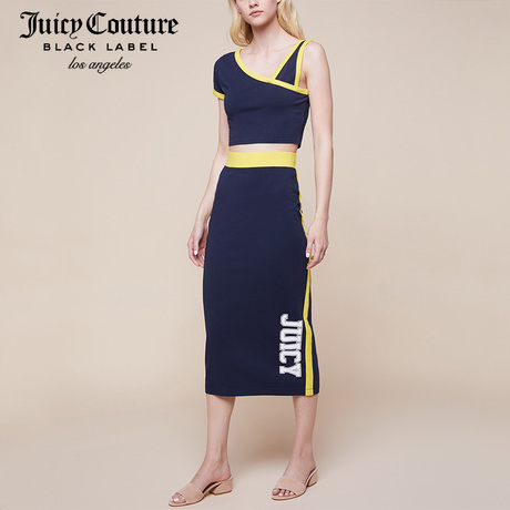 Juicy Couture2018新款JUICY LOGO图案装饰简约百搭中长款半身裙商品大图