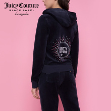 【现货】Juicy Couture2018新款休闲舒适字母天鹅绒连帽卫衣外套图片