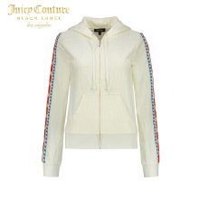 【现货】Juicy Couture2018新款提花侧条纹天鹅绒运动连帽卫衣图片