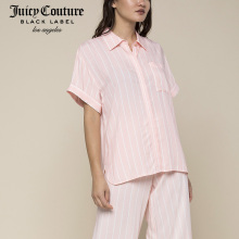 Juicy Couture舒适百搭条纹宽松短袖衬衫图片