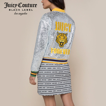 Juicy Couture2018新款皮质爆裂纹效果虎头字母图案刺绣卫衣外套图片
