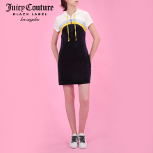 Juicy Couture2018新款休闲舒适拼色轻薄天鹅绒修身连帽连衣裙图片