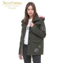 Juicy Couture2018新款女休闲舒适百搭钉珠花朵装饰连帽外套图片