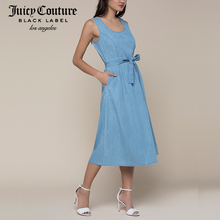 Juicy Couture2018新款女士休闲绑带收腰背心中长款牛仔布连衣裙图片