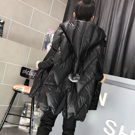 赫依轩棉衣女中长款秋冬新款女装 韩版a字斗篷型加厚棉服棉袄外套商品大图