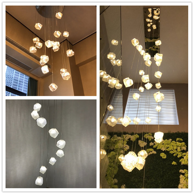 楼梯灯长吊灯简约现代Loft复式楼客餐厅别墅创意北欧旋转楼梯吊灯
