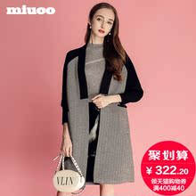 miuco女装2018秋季新款复古格纹宽松时髦显瘦个性百搭中长款外套图片