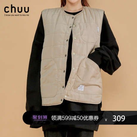 chuu2018新款韩版马甲女短款舒适男友风棉服外套女装棉衣马夹背心商品大图