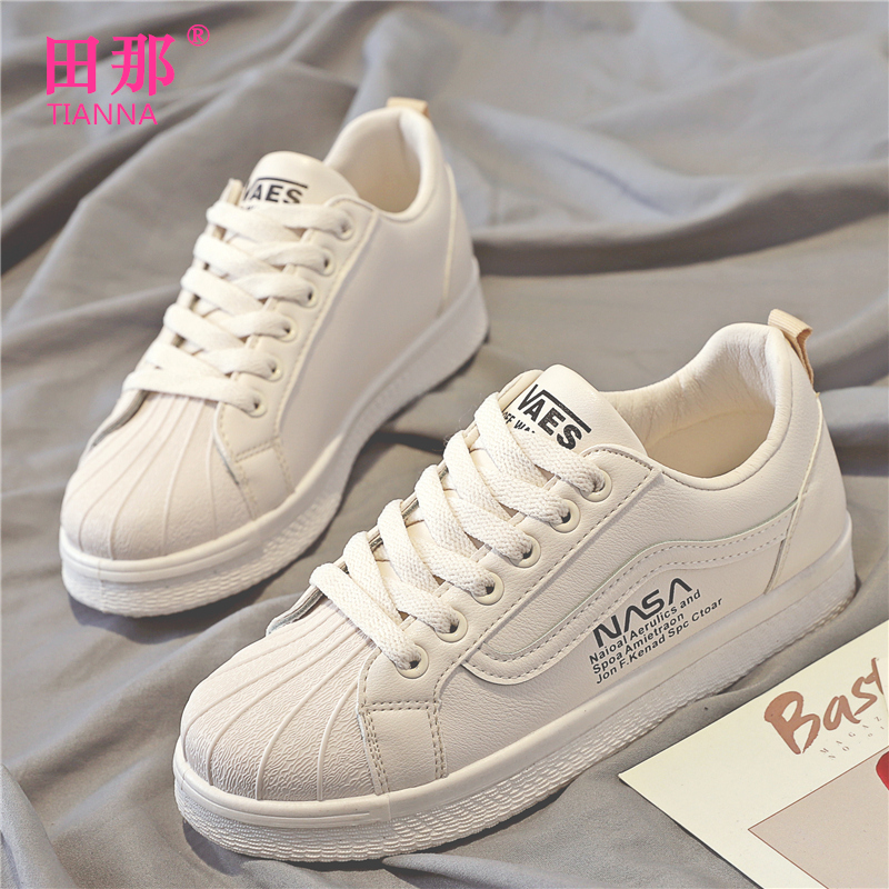 Shoe Girl 2019 New Shell Head Versatile Korean Edition Student Basic Little White Shoes Spring Flat Bottom Mesh Red Board Shoes Trend