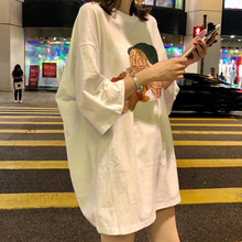 超火cec短袖t恤女中长款体桖裙子孕妇森系宽松韩版慵懒风丧系衣服