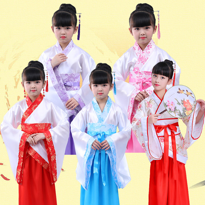 古装女仙女广袖流仙裙飘逸清新淡雅古代衣服汉服女儿童古筝演出服
