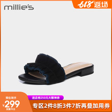低方跟外穿女凉拖鞋 millie 妙丽夏季专柜同款 羊绒时尚 LU110BT8