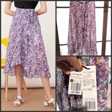 拉夏贝尔2018夏装新款淑女碎花中长显瘦系带雪纺半身裙女10017463图片