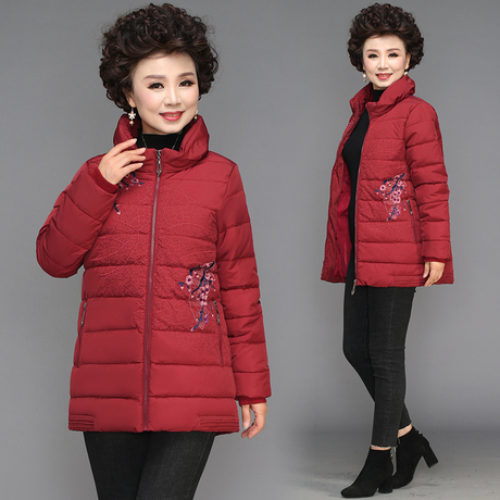 妈妈冬装外套羽绒棉衣女中老年短款洋气加厚棉服中年40岁50棉袄60商品大图