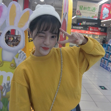卫衣女装秋冬季薄款学生百搭宽松毛衣套头韩版纯色长袖T恤女上衣图片