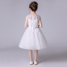 女童钢琴演出服夏季儿童白色生日公主裙花童婚纱蓬蓬裙主持人礼服