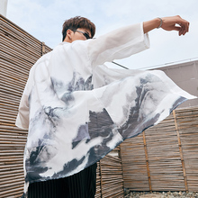 中国风开衫浮世绘改良汉服男披风外套羽织和服中式唐装道袍长衫夏