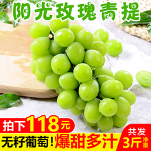 包邮 新鲜无籽葡萄当季水果香印提子孕妇晴王 云南阳光玫瑰青提3斤