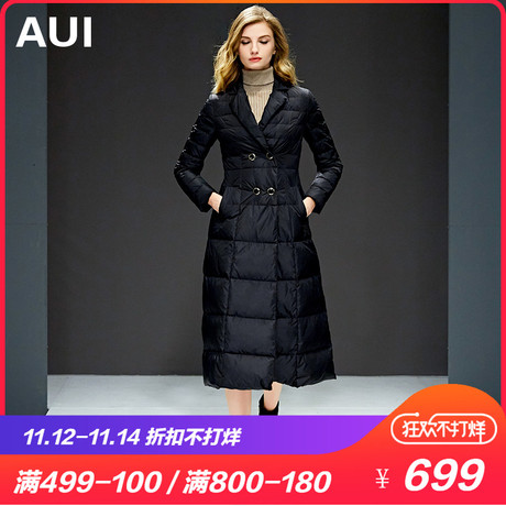 黑色长款羽绒服女欧洲站冬季女装长过膝2018新款欧货冬款时尚外套商品大图
