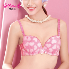 ToBarbe/兔芭芘可爱女士内衣 心形珊瑚绒上薄下厚聚拢有钢圈文胸