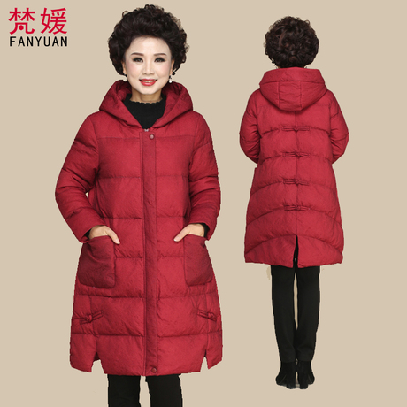 妈妈冬装外套女中长款羽绒棉服2018新款40岁50中老年女装棉衣棉袄商品大图