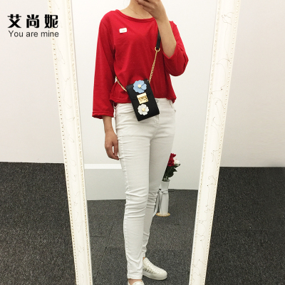 真皮花朵链条包手机包迷你相机小包2018新款小方包单肩斜挎女包包