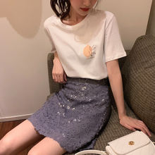 亮片半身裙ins高腰显瘦A字包臀短裙 XXN2019轻奢定制夏季新款