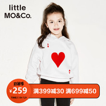字母爱心印花女童连帽卫衣帽衫 littlemoco儿童卫衣女春新款