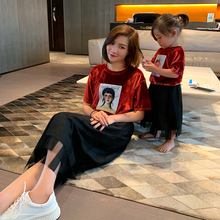 A字裙洋气女童网纱裙 2019新款 亲子装 潮网红母女装 半身裙夏装 L妈
