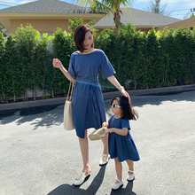 洋气家庭装 短袖 亲子装 一家三口四口T恤裙网红母女装 2019夏款 L妈