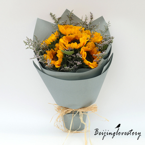 北京同城生日鲜花速递向日葵太阳花玫瑰混搭花