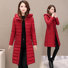 羽绒棉服女2018新款修身冬季女装加厚韩版中长款连帽羽绒棉衣外套图片