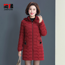 中老年棉衣女保暖中长款妈妈冬装棉袄中年人羽绒棉服外套40-50岁图片