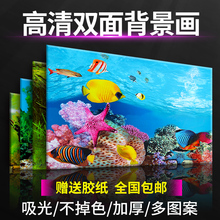 饰鱼缸贴纸 鱼缸背景纸画高清图3d立体鱼缸壁纸背景画双面水族箱装