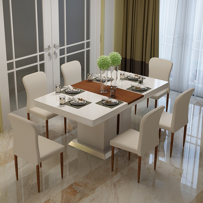 林尔邦家具简约现代餐桌椅组合可伸缩钢化玻璃可折叠大小户型餐台618大促