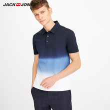 T恤E JackJones杰克琼斯夏季男彩色渐变纯棉翻领短袖 218206505