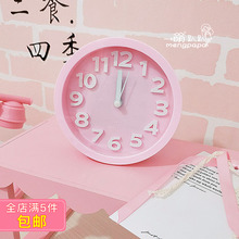 简约小闹钟学生宿舍静音桌面卧室床头圆形时钟 个性 韩国创意时尚