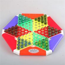 圆盘游戏玻璃珠玻璃球棋子五彩圆珠玩具跳跳琪飞行棋珠珠带盖益智