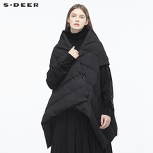 sdeer圣迪奥夸张贴袋装饰创意门襟设计A字阔摆羽绒背心S18481625图片