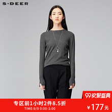 sdeer圣迪奥2018春装套头圆领内搭打底纽扣针织衫毛衣女S17463592图片