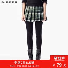sdeer圣迪奥女装冬装半身裙学院风百褶格纹短裙S15481385图片