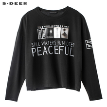 sdeer圣迪奥英文字母印花图案装饰落肩袖型时尚针织衫S18460201图片