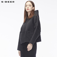 sdeer圣迪奥设计字母印花图案装饰休闲连帽外套S18482280图片