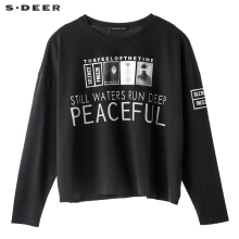 sdeer圣迪奥英文字母印花图案装饰落肩袖型时尚针织衫S18460201图片