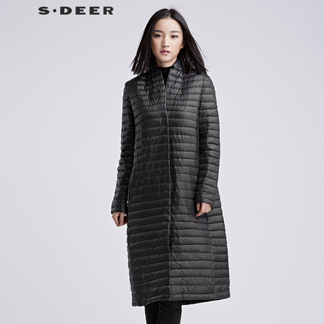 sdeer圣迪奥2018冬装廓形纯色轻薄过膝白鸭绒羽绒服女S16482478商品大图