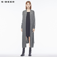 sdeer圣迪奥女气质灰调羊毛针织长款 开衫 S17483599