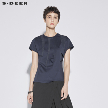 sdeer 圣迪奥 女装简约圆领立体裁剪短袖T恤S18280164图片