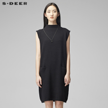 sdeer圣迪奥女装气质中高领无袖长款针织衫S17483588图片
