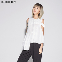 sdeer圣迪奥2018新款女装夏装甜美圆领不规则摆短款背心S18280602图片
